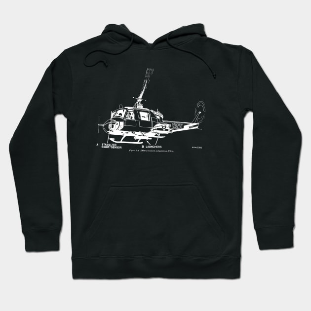 Bell UH-1 Iroquois (white) Hoodie by Big Term Designs